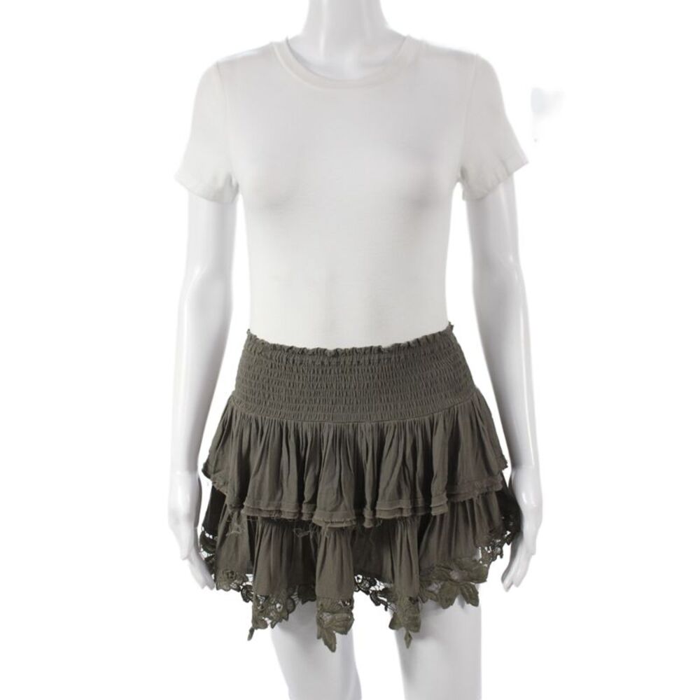 Muche Et Muchette Women Green Cotton Boho Mini Skirt Size S